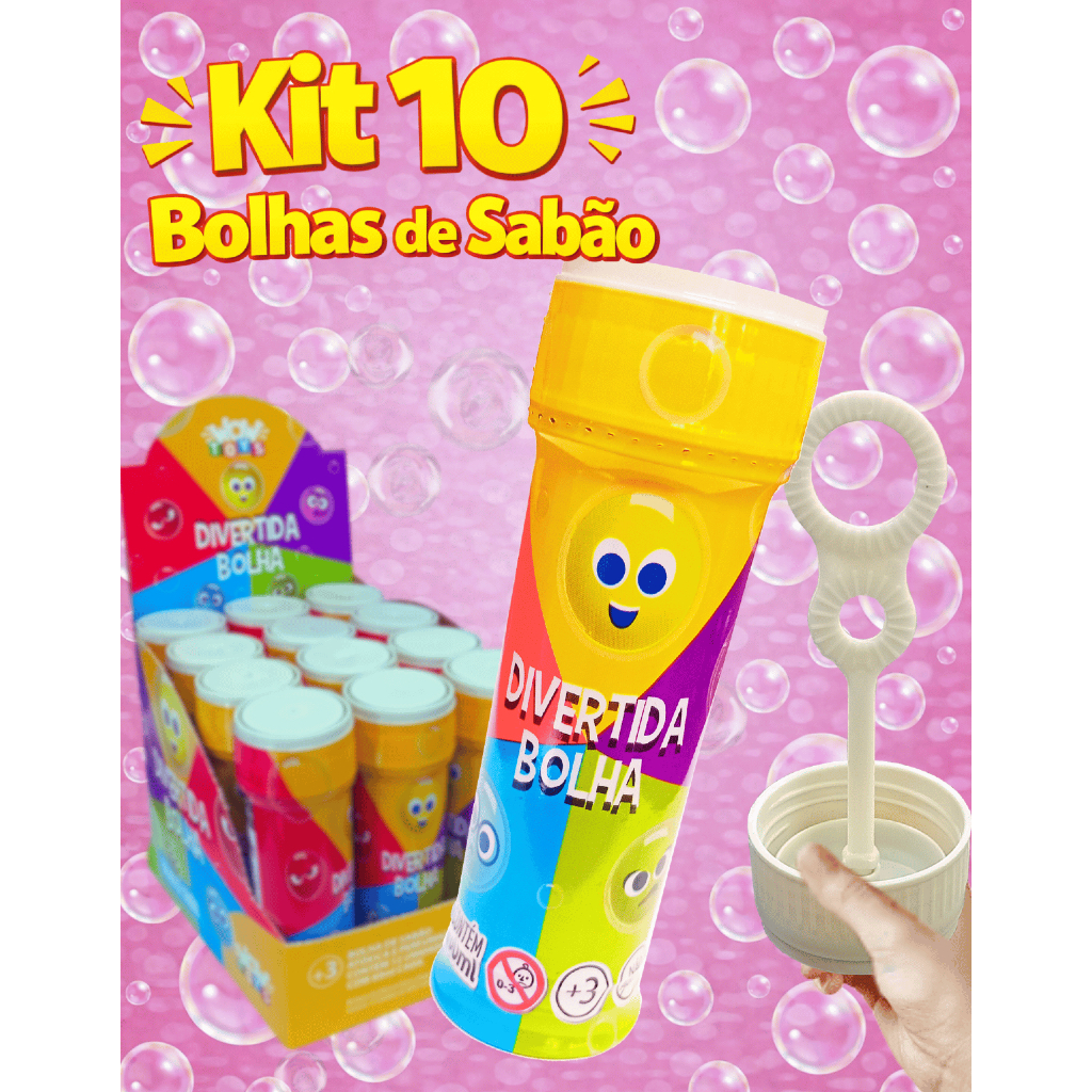 Kit 10 Bolhas de Sabão bolinha Lembrancinha de aniversario infantil sacolinha surpresa festa atacado