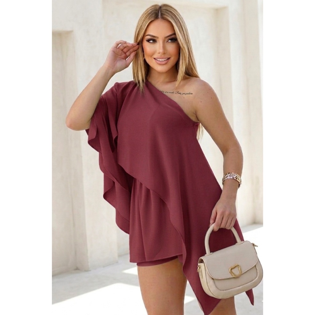 Conjunto Feminino 3 Peças Duna Short Saia Capa Boho e Top Confortável Dia a Dia