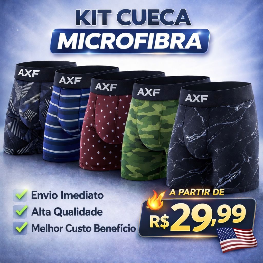 Kit 5 Cuecas Boxer Microfibra