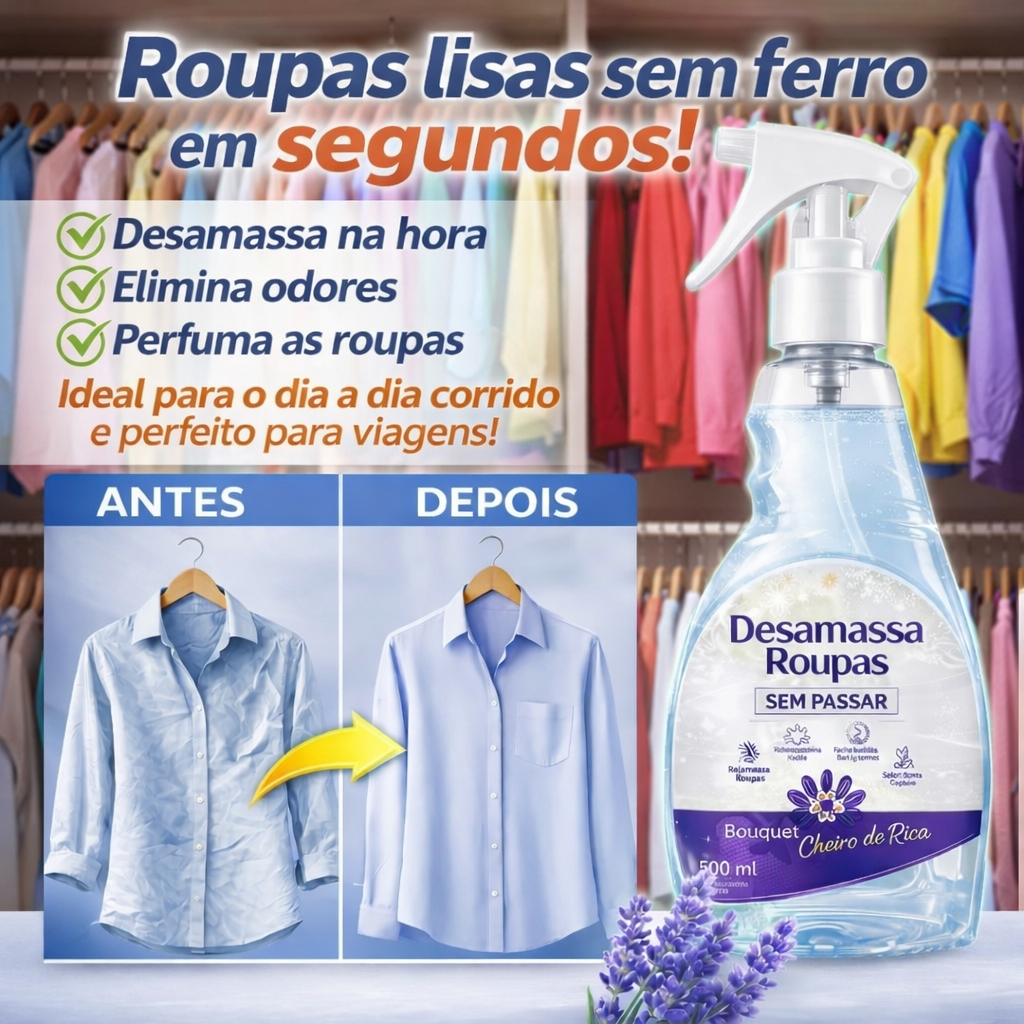 Desamassador de Roupas Provita 500ml | Elimina Amassados Sem Passar | Perfume Suave