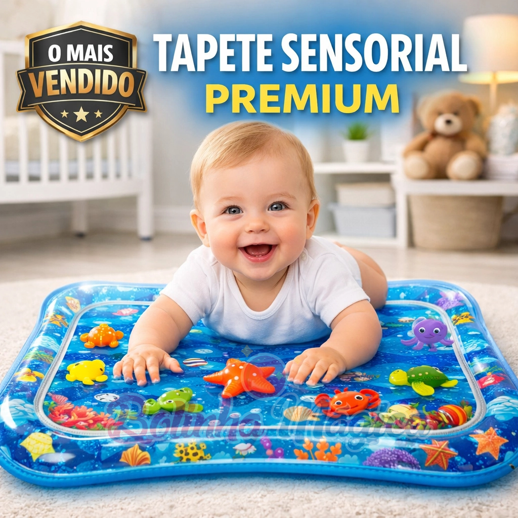 Tapete Infantil Sensorial Inflável Água Bebê Atividades Estimula Desenvolvimento Criança Pets