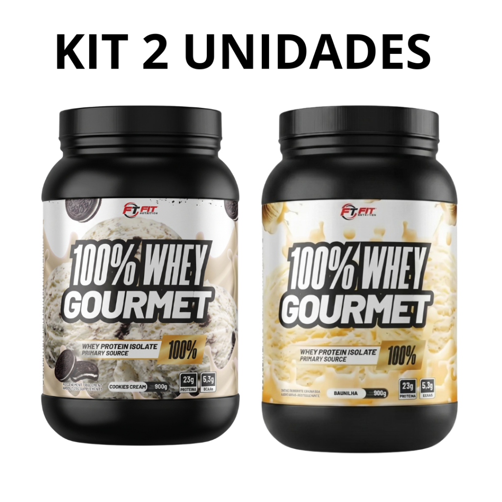 Kit 2 Whey Protein 100% Concentrado 900g cada - Suplemento Alimentar