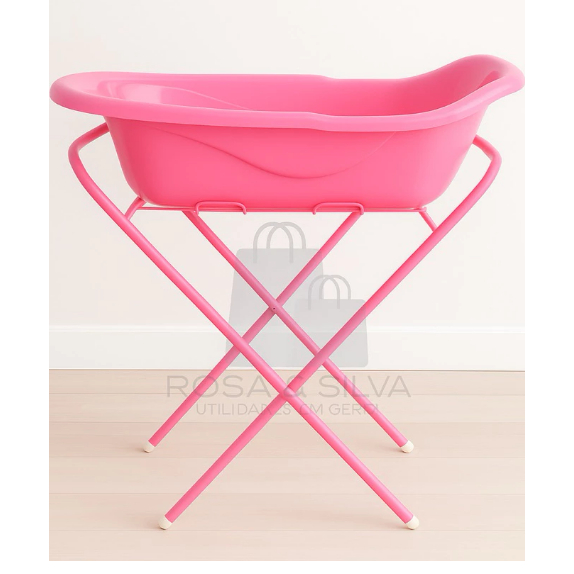 Kit Banho Suporte com banheira 20 litros Azul Rosa Branco