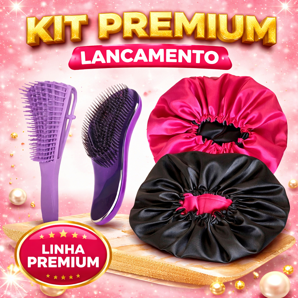 Kit 2 Toucas de Cetim + Escova Polvo + Escova Mágica