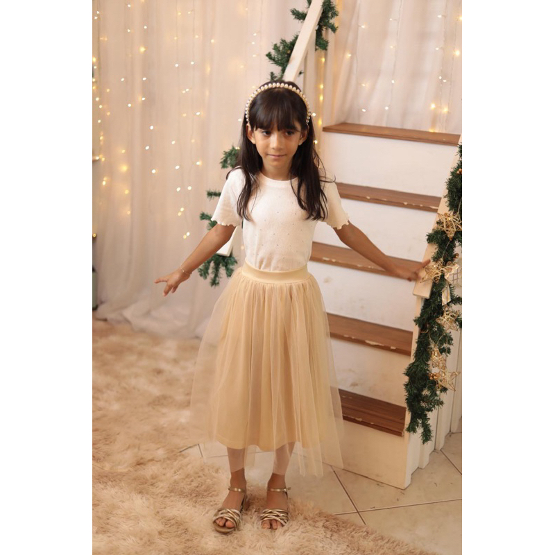 Saia Infantil de Tule Liso – Moda Evangélica – 6 a 14 Anos