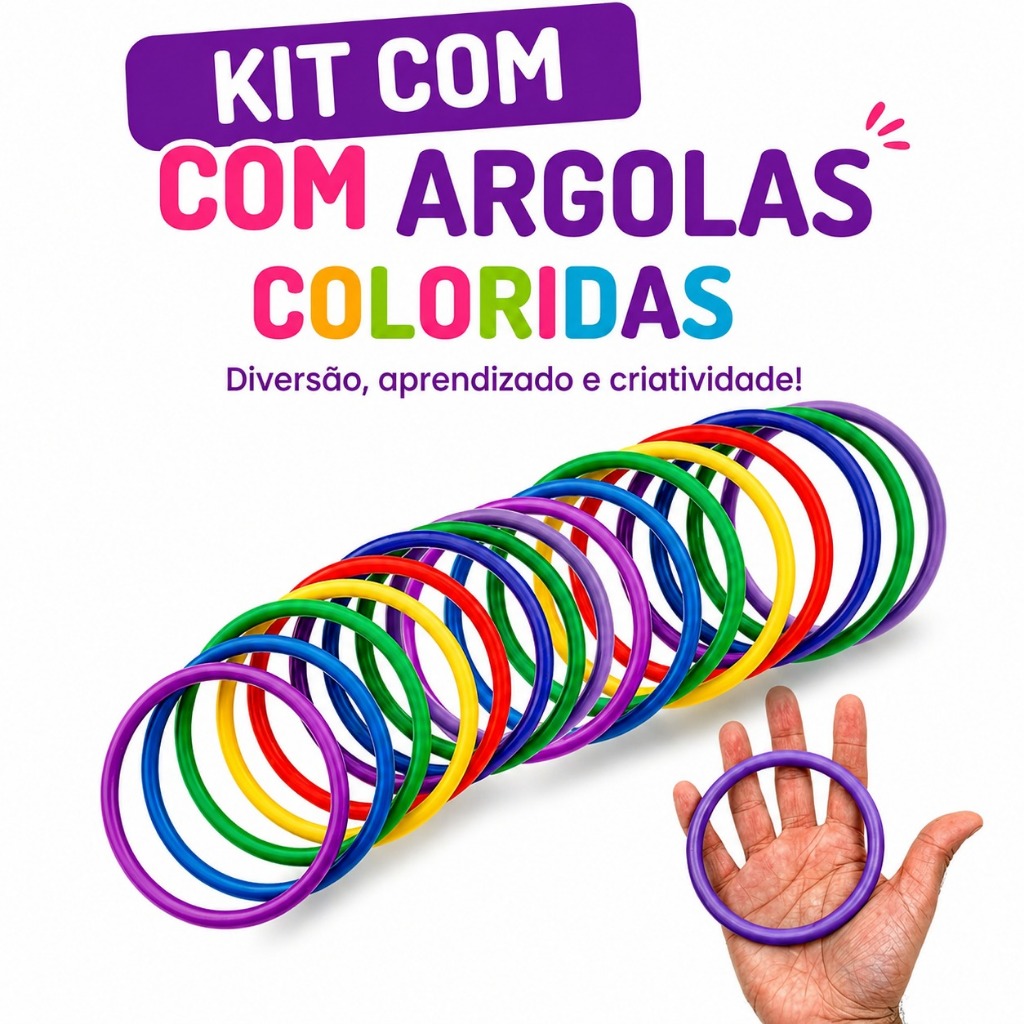 Kit 100 Argolas Coloridas para Arremesso Festa Junina Jogo Brincadeira Infantil Prendas