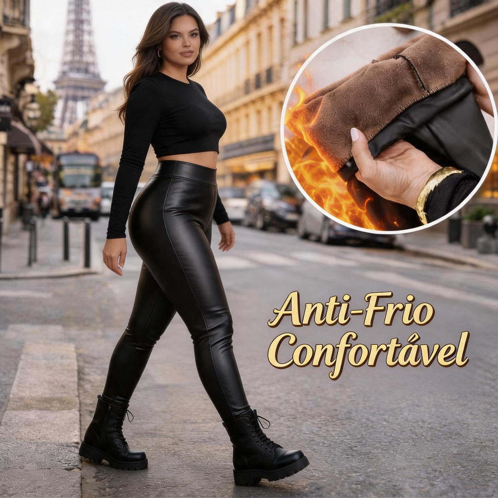 Legging de Couro Plus Size Inverno: Forro Peluciado, Quente e Modelador!