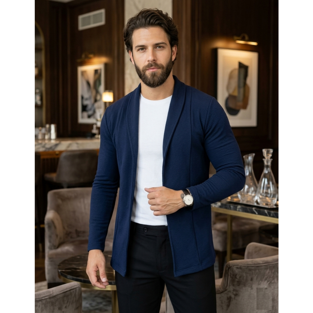 Cardigan Blazer Comprido Longo Masculino Casaco Manga Longa