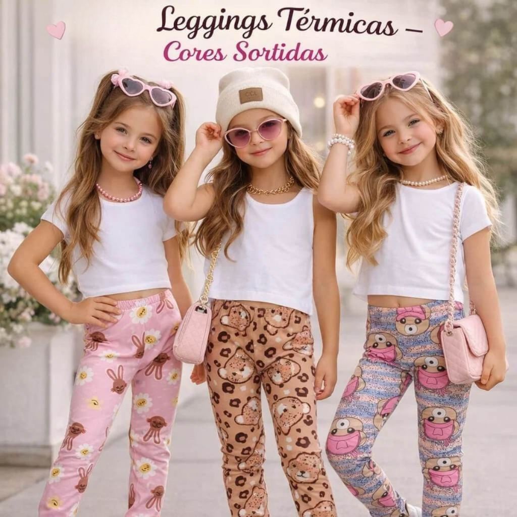 Calça Legging Infantil Menina | Quentinha – Legging Infantil Térmica para Inverno do 01 ao 10 Anos