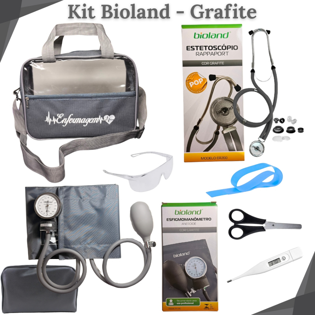 Kit de Enfermagem Completo com Bolsa Tradicional com Transparência no Verso - 5 Cores