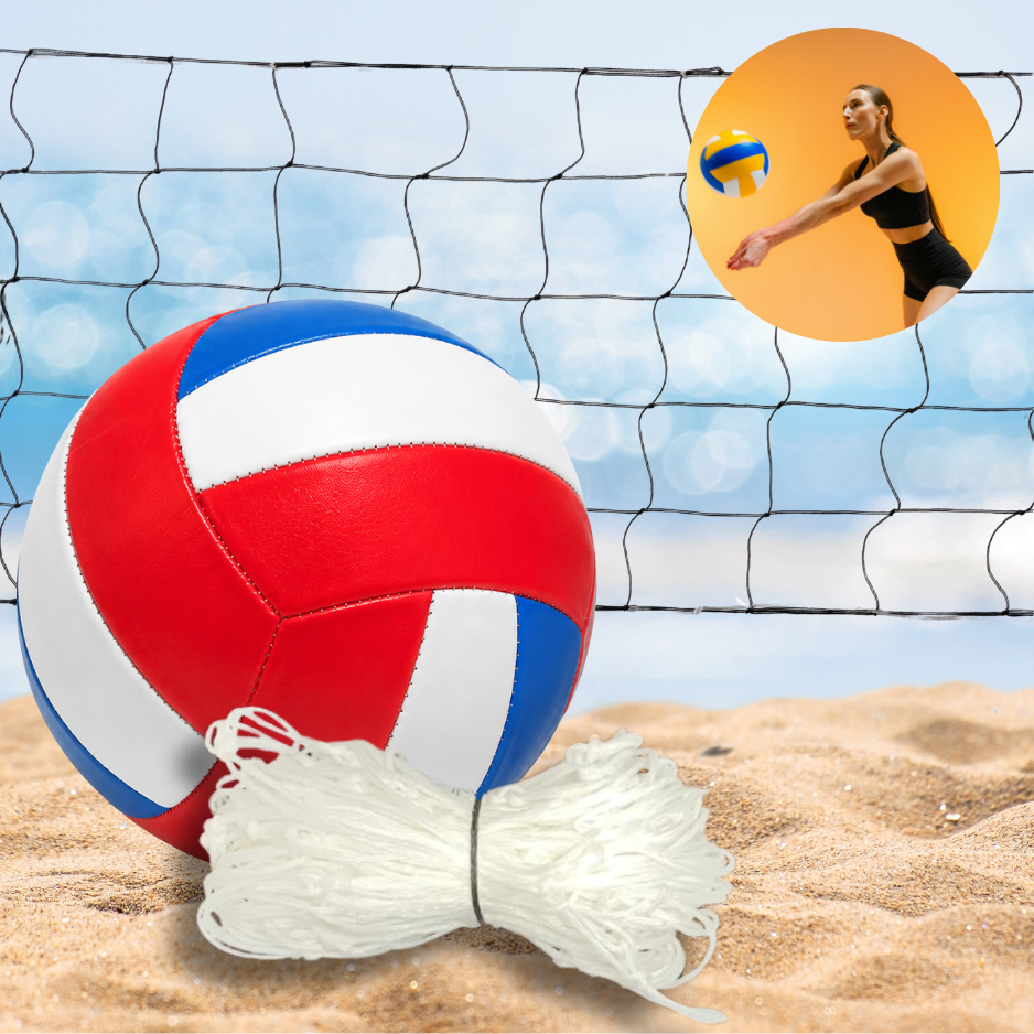 KIT Rede de volei 4 metros + Bola semi PRO (Praia, Parque, Piscina)