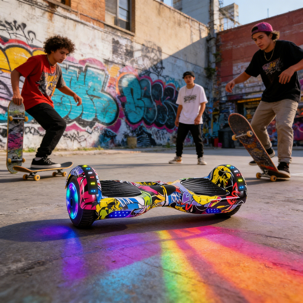 Hoverboard Overboard Infantil Skate Elétrico Skate Elétrico com LED Bluetooth ,Suporta até 100 kg，Presente Infantil