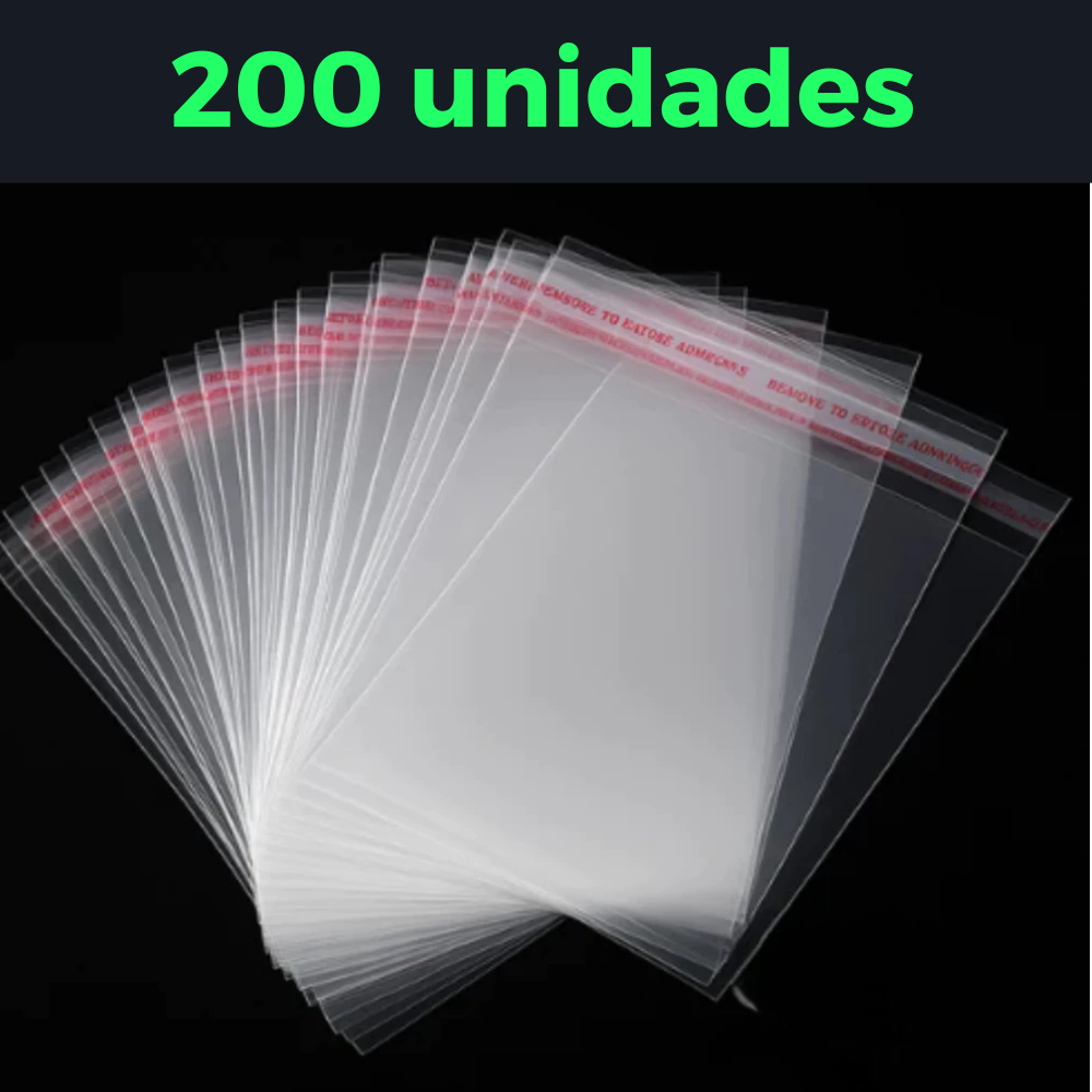 Saco Adesivado Transparente Kit Com 200 Saquinho Adesivo Embalagem Muita Qualidade