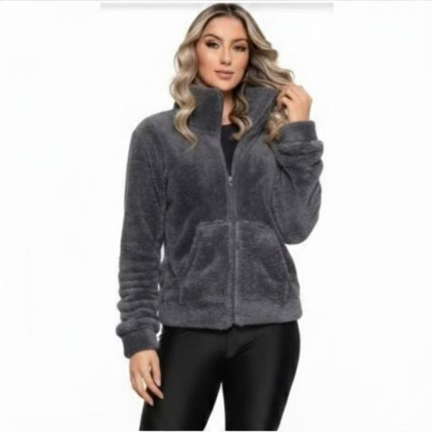 Blusa de Frio Feninina Pelucia  Gola Alta Casaco Moda Tendência Inverno