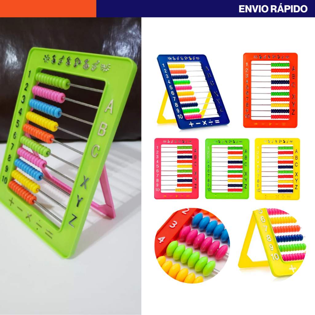 Contador Ábaco Infantil Colorido Tamanha Pequeno ou Médio Matemática para Crianças