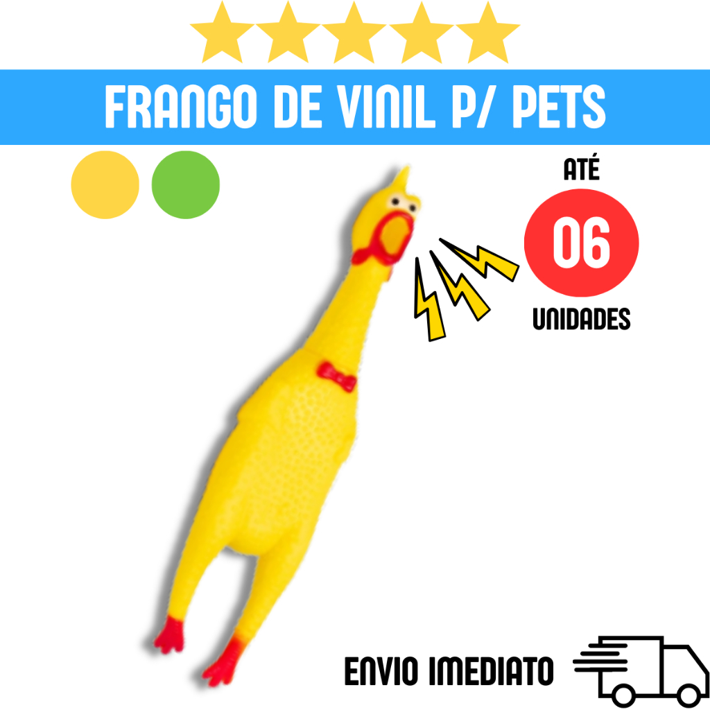 Frango de Borracha para Cachorro com Som | Brinquedo Mordedor Resistente Pet | Galinha de Vinil