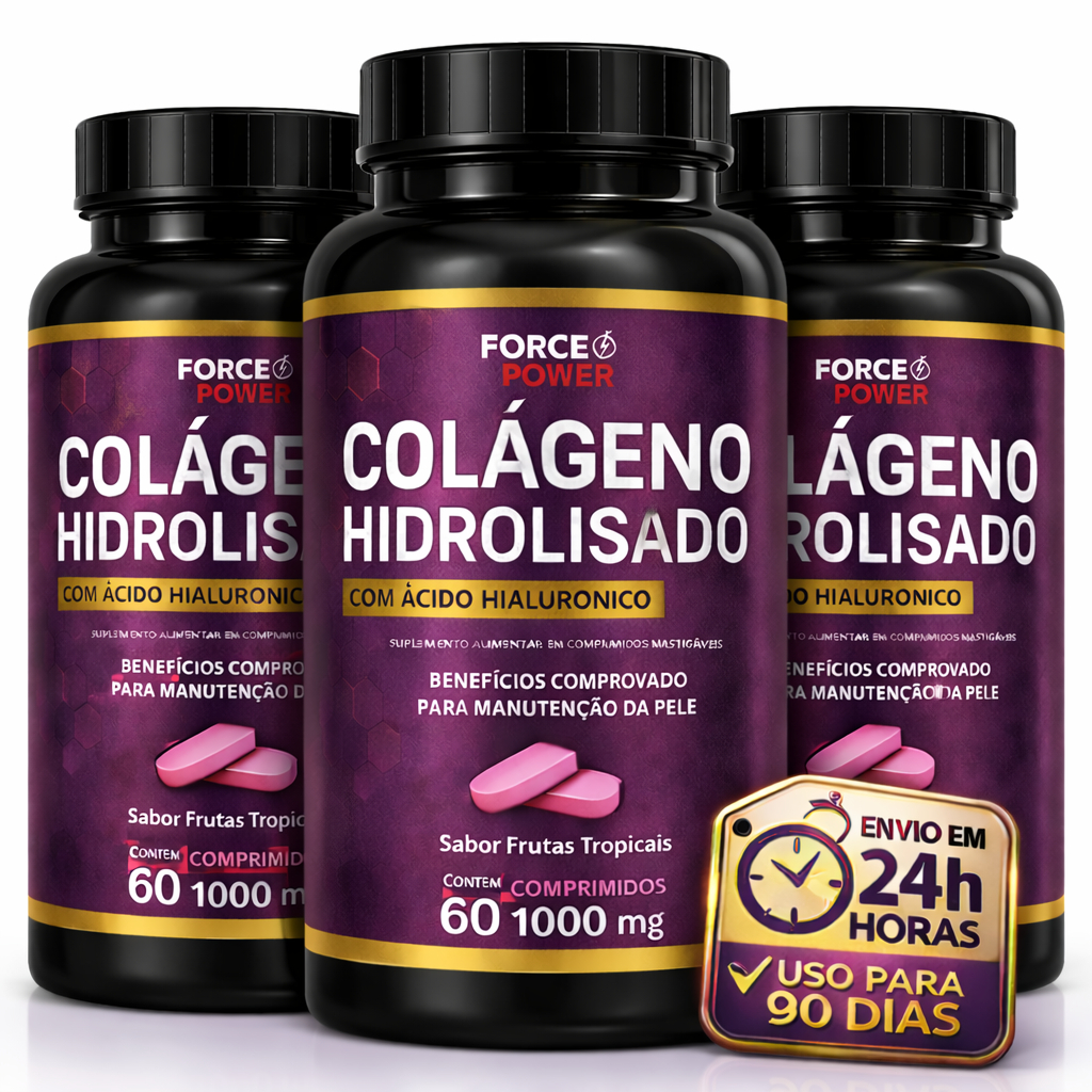 03 Colageno Hidrolisado com Acido Hialuronico Total 180 Comprimidos ( KIT PARA 03 MESES USO )