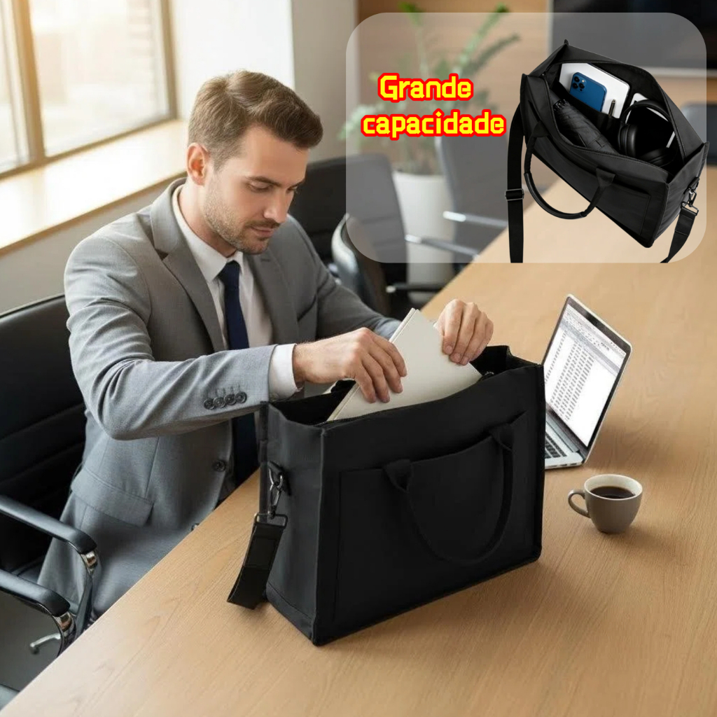 Bolsa Executiva Impermeável Grande Capacidade para Notebook - Design Minimalista para Trabalho e Escola