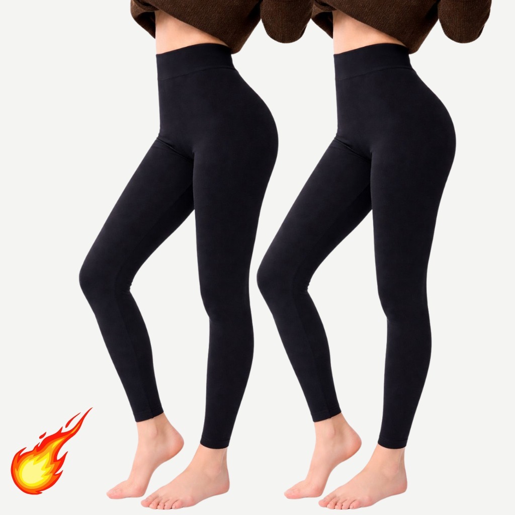 Kit 2 Meias Calças Térmicas Sem Pé/COM PÉ Segunda Pele Grossa Forrada Inverno Peluciada Cintura alta