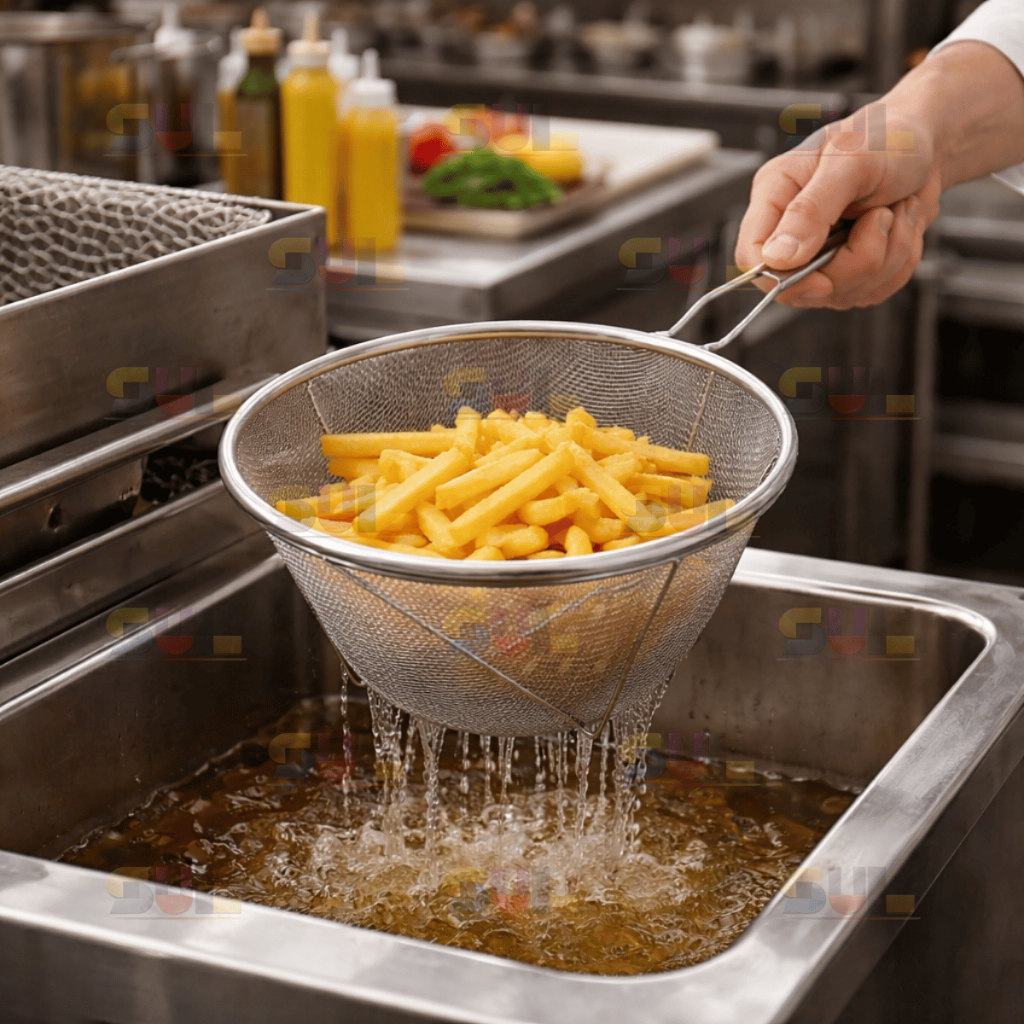 Cesto REFORÇADO Fritura GRANDE 18 CM Petiscos Acompanhamentos Premium Inox