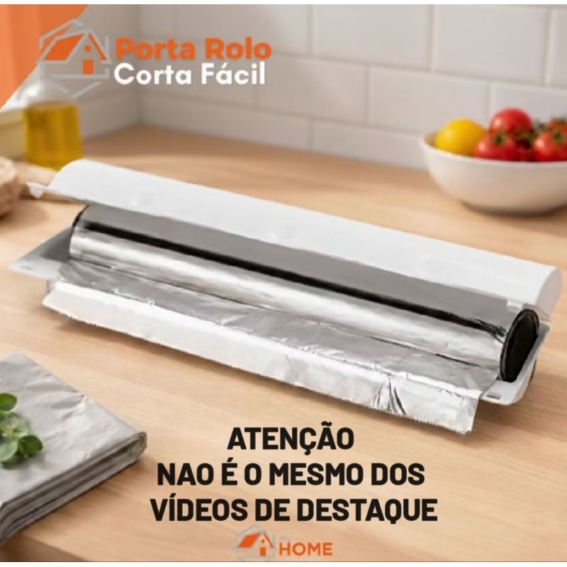 Porta Rolo Corta Fácil Apenas Para Papel Alumínio Cozinha