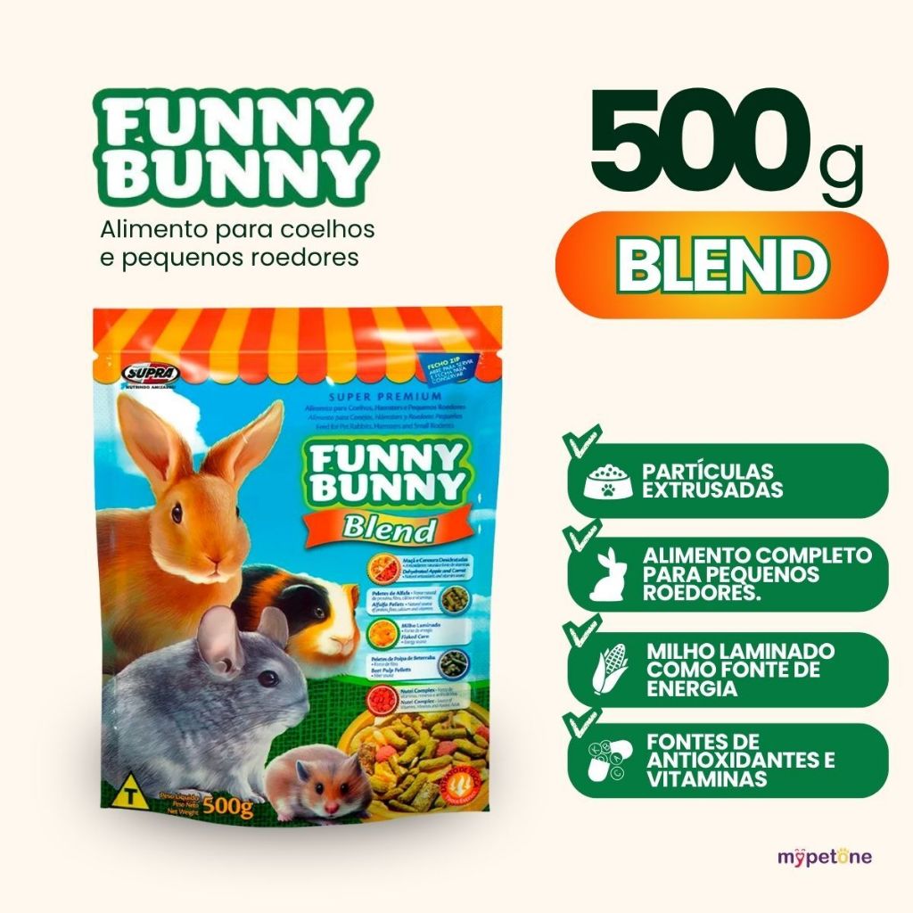 Ração Funny Bunny 500 gr Blend Coelhos e Pequenos Roedores