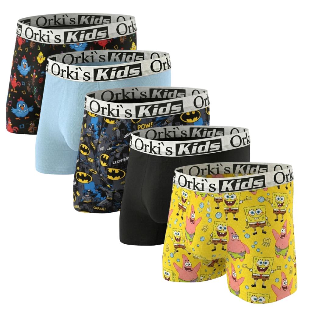 Kit com 5 cuecas Boxer criança Infantil menino