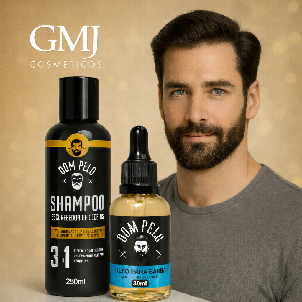 KIT SHAMPOO ESCURECEDOR E ÓLEO PARA BARBA DOM PELO