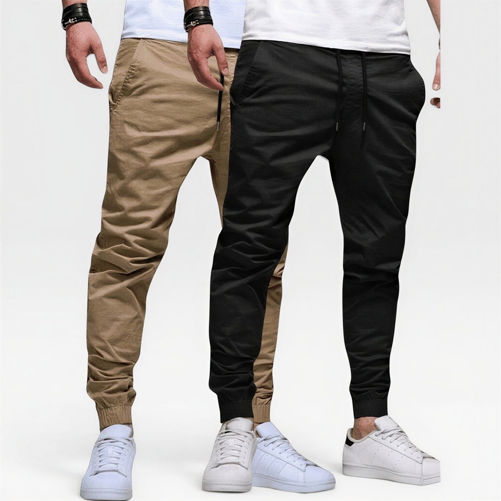 Calça Jogger Masculina Sarja ou jeans 4 bolsos com punho elástico streetwear varias cor