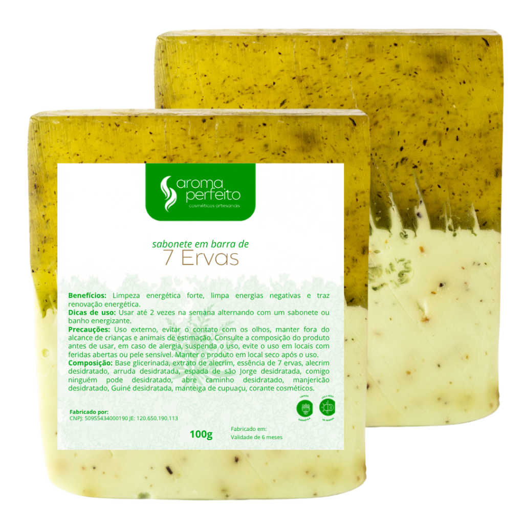 Kit 2 Sabonetes de 7 Ervas Limpeza Energética 100g cada