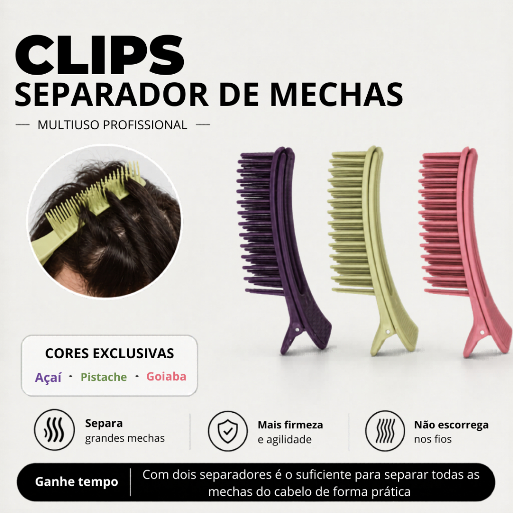 Clips Separador de Mechas Multiuso Profissional Beauty flash Presilha de Cabelo Bico de Pato