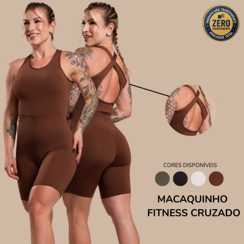 Macaquinho Macacão Feminino Cruzado Costas Fitness Moda Treino Academia F7 NEW STYLE