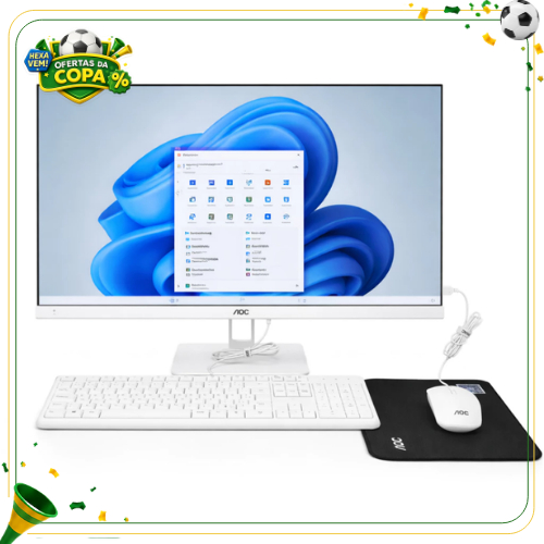 Computador All In One AOC 27” Intel i5 8GB RAM SSD 512GB Full HD WiFi Alto-falantes Windows 11