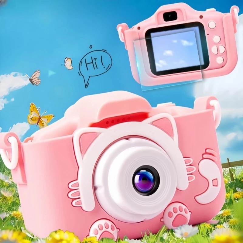 Mini Câmera Infantil Mini Recarregável Com Capa Video Jogos Fotos