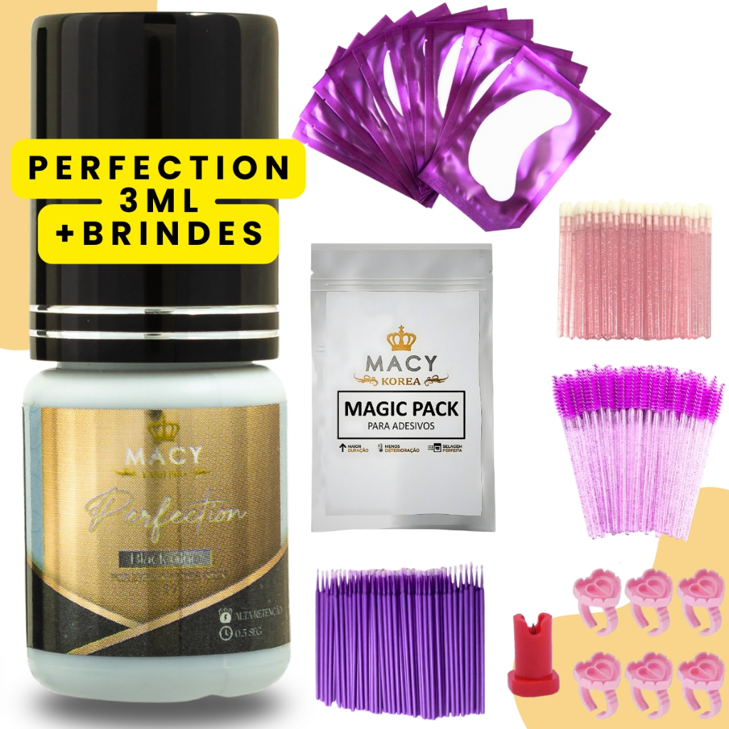 Cola Para Extensão Cílios Macy Perfection 3ml Anvisa Preto