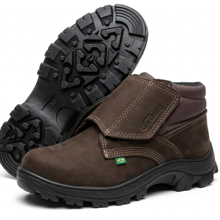 Botina Bota De Segurança Velcro Para Trabalhar Bico Pvc CA