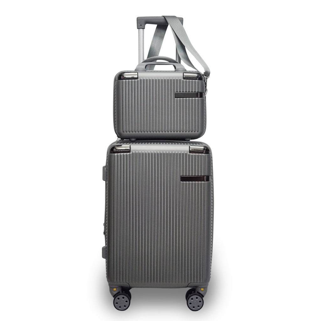 Kit Mala de Viagem Bordo ABS 10kg USB Cadeado TSA + Frasqueira Rodinhas 360° Leve Resistente Cores