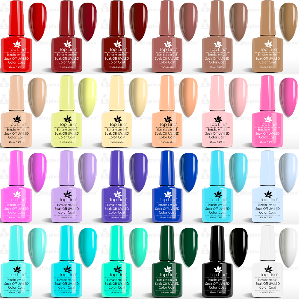 Kit 24,10 Esmaltes Em gel Lirió De Unhas Uso Profissional Shellac Color Gel Polish Unha Acrigel Porcelana Manicure Unha