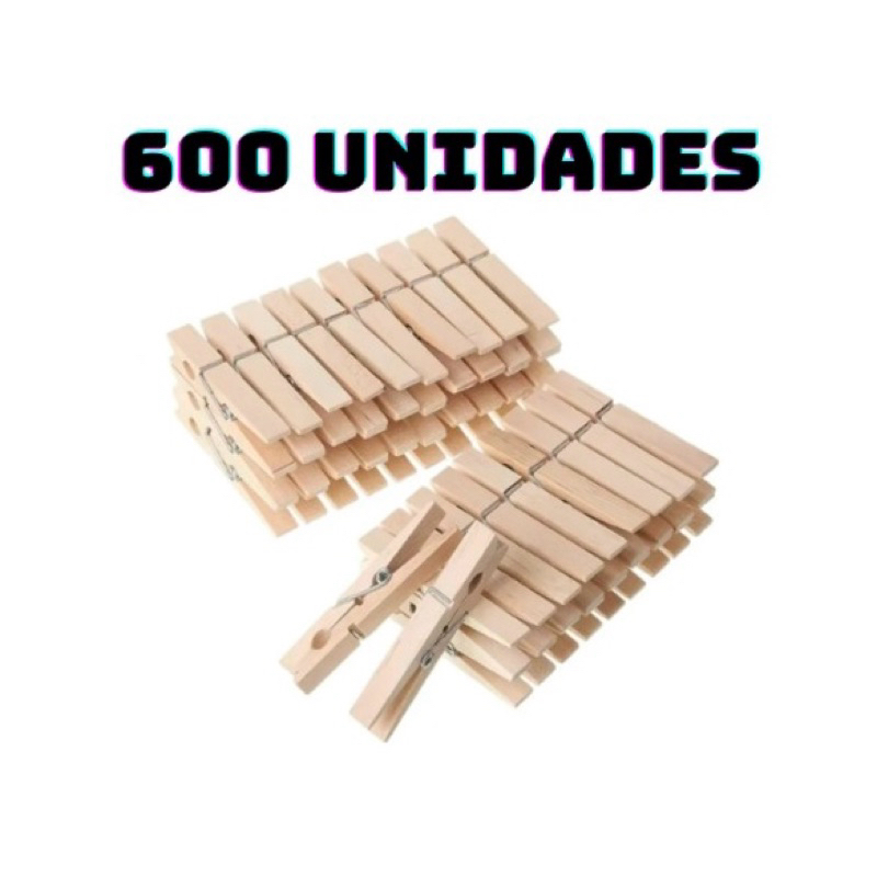 Kit 120 a 600 unidades Prendedor Pregador de Roupas Madeira Reforçado – Varal