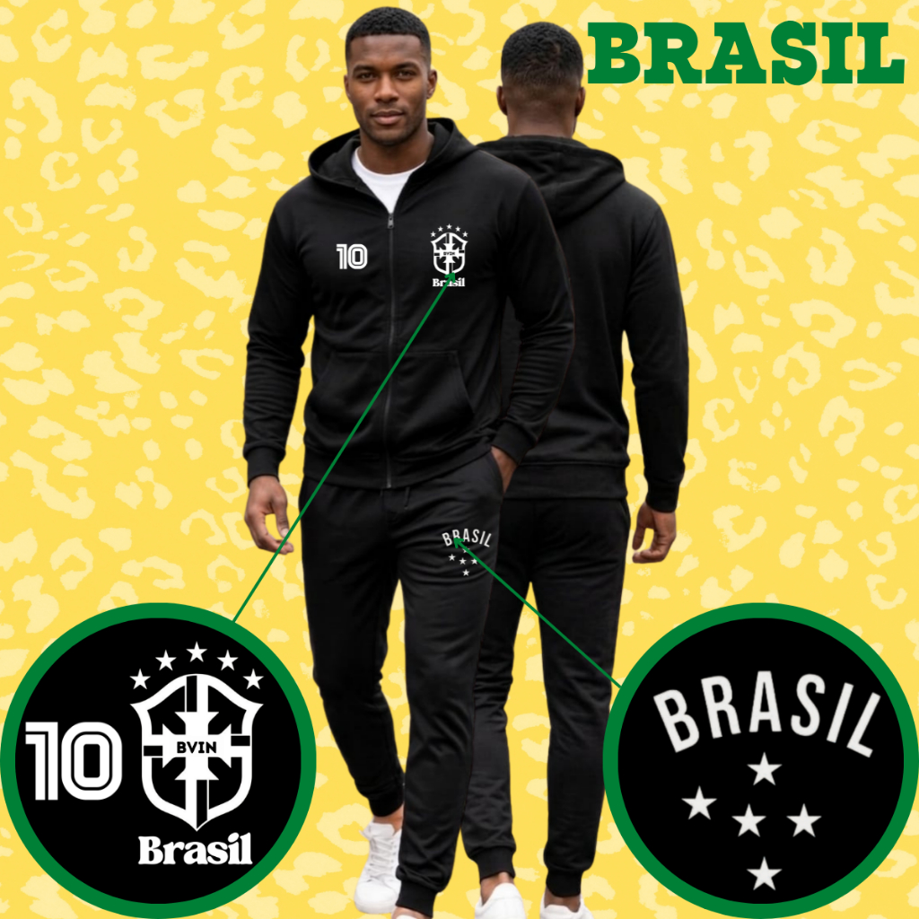 Agasalho Masculino Esportivo Estampa Futebol Conjunto Frio Conforto