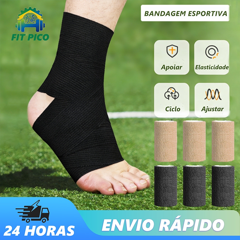 Combo 3 Bandagens Elásticas Adesivas e Flexíveis 10cm x 4,5m - Atadura Para Esportes e Lavavel