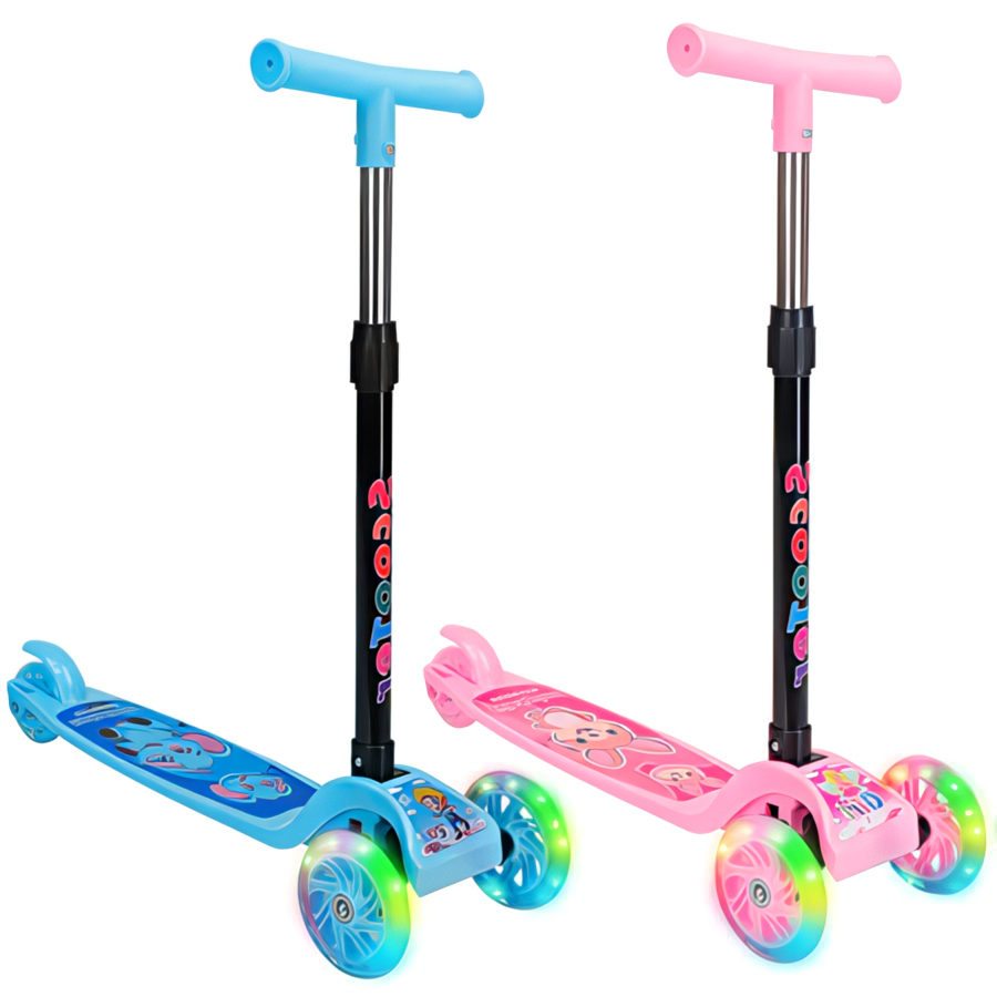 Patinete Scooter Infantil Dobrável 3 Rodas com Luz de LED – Brinquedo para Meninos e Meninas