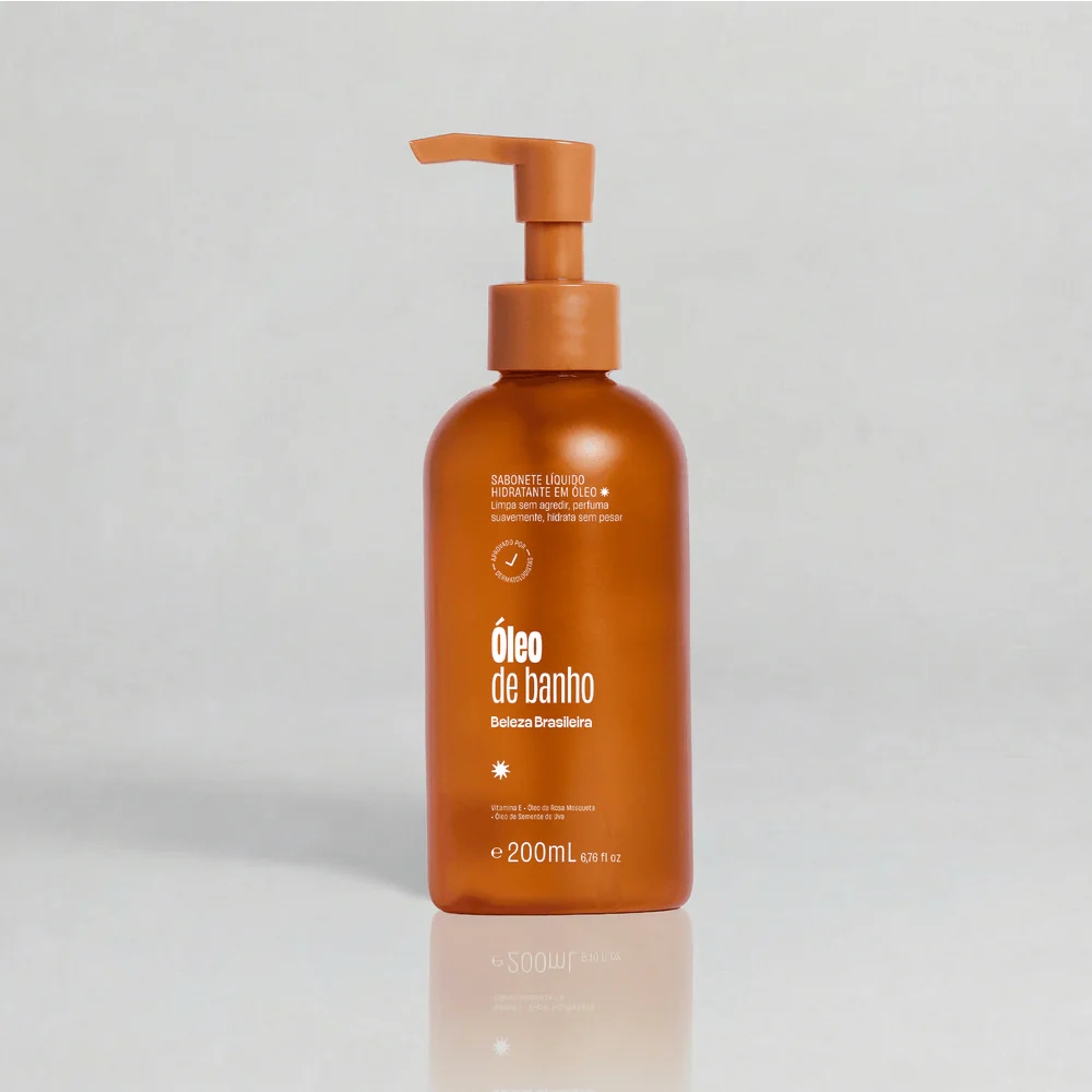 Óleo de Banho Hidratante Beleza Brasileira 200ml Nutrição Intensa Rosa Mosqueta Vitamina E Pele Macia Sem Ressecar