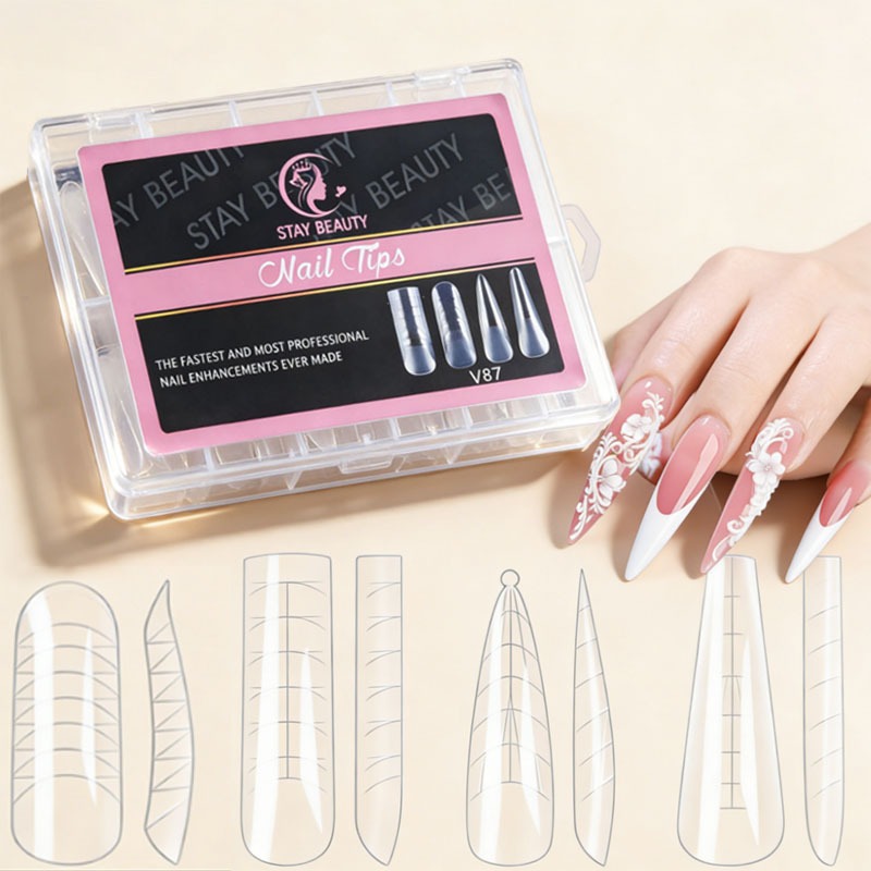 Moldes F1 Transparente Para Unhas Reutilizáveis com 4 Formatos 96 Unidades