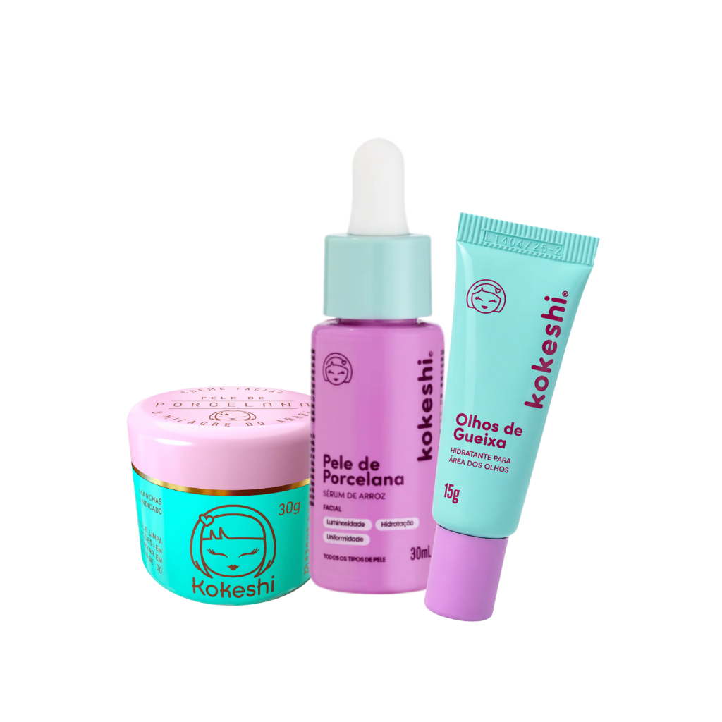 Kit Pele de Porcelana com Sérum de Arroz e Olhos de Gueixa Kokeshi