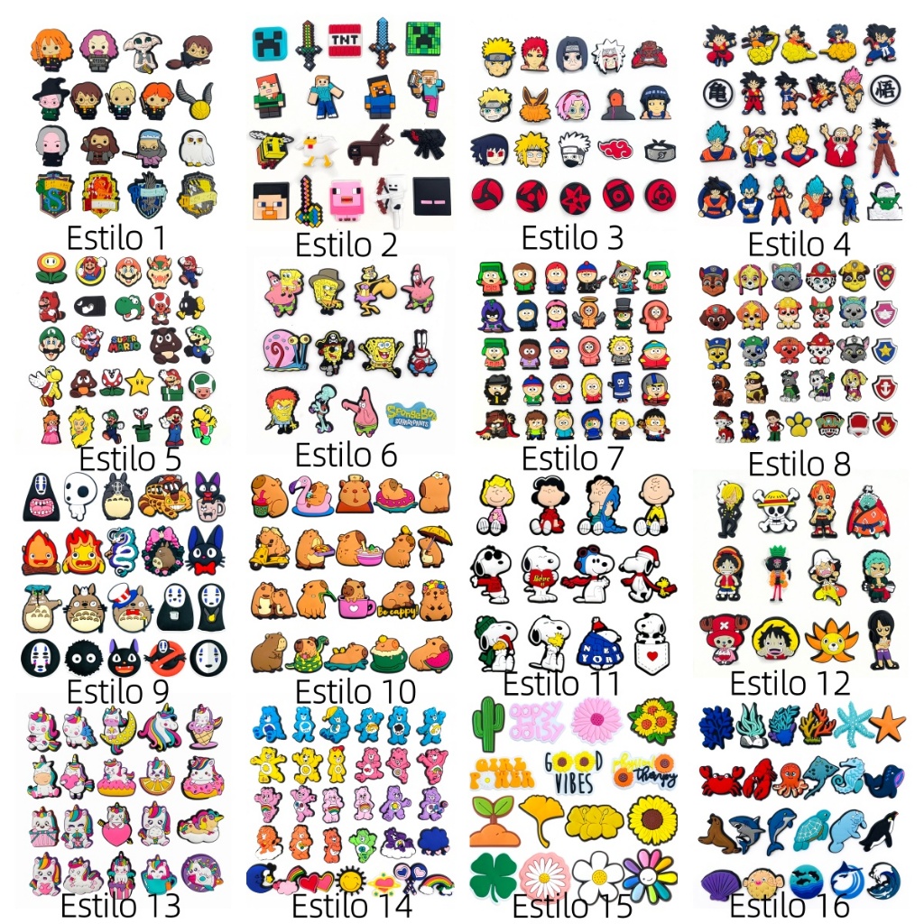 MEIDJ Encantos De Sapato Cartoon Anime Padrão Decorações Acessórios De PVC Com Botão