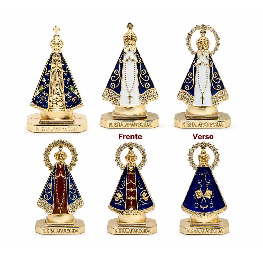 Imagem Nossa Senhora Aparecida Metal Carro Escritório Dupla Face 5-5.5cm