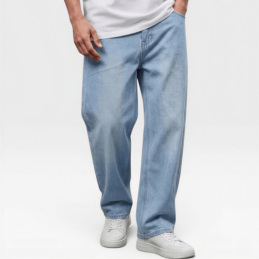 Calça Balão Jeans Baggy Boca Larga Masculina Streetwear Estilo Premium Moderna