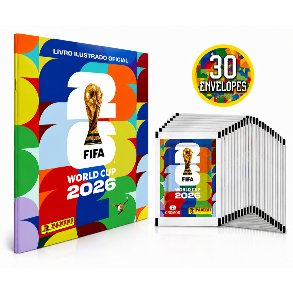 Kit Álbum Oficial Copa Do Mundo FIFA 2026 + 15/20/30 Envelopes C/ 105/140/210 Figurinhas Lacradas Pronta Entrega