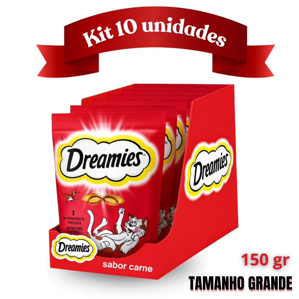 DREAMIES 150G Petisco PARA GATO SABOR CARNE KIT 10 UN